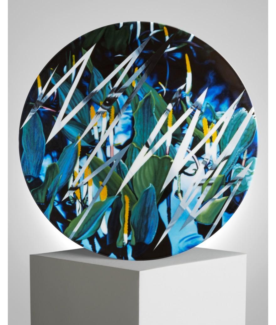 ligne blanche paris James ROSENQUIST Assiette en porcelaine "Welcome to the Water Planet"