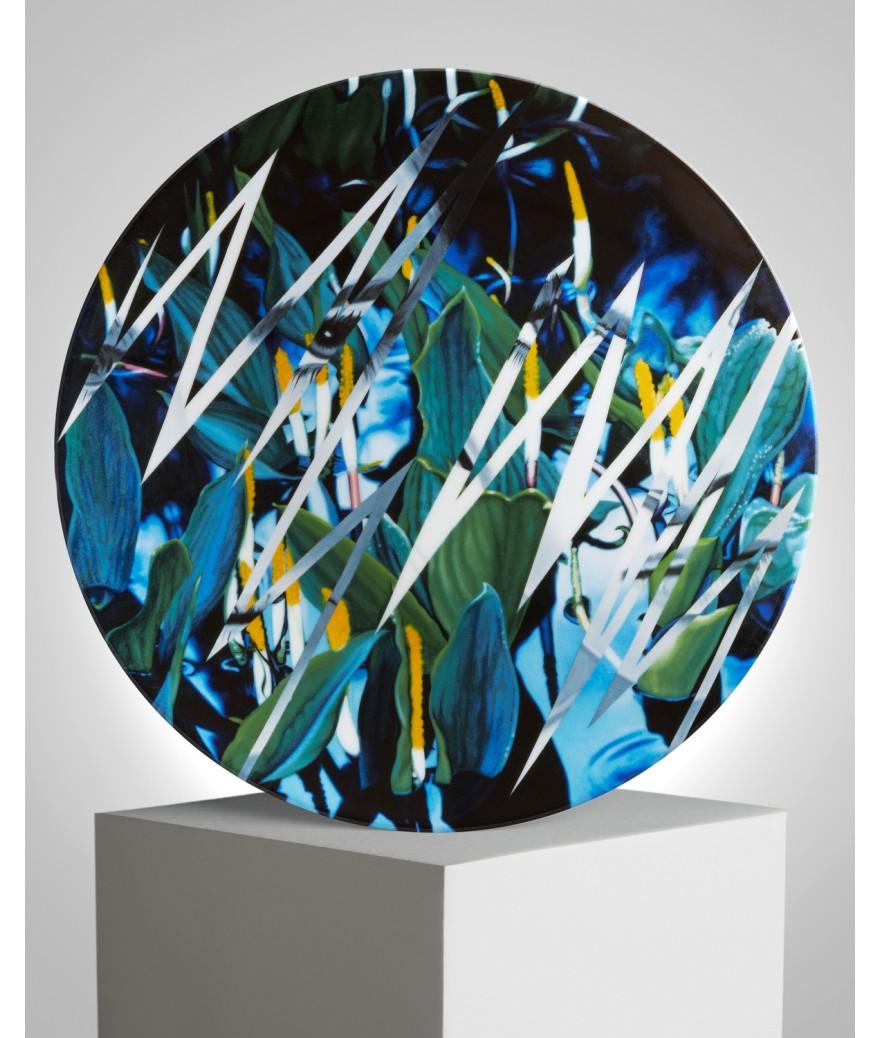 ligne blanche paris James ROSENQUIST grande assiette en porcelaine "Welcome to the Water Planet"