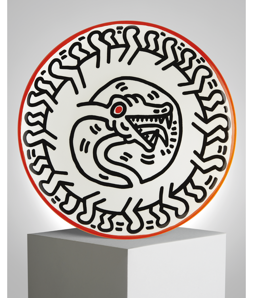 ligne blanche paris Keith HARING assiette en porcelaine 2 ligne blanche paris Keith HARING assiette en porcelaine 2