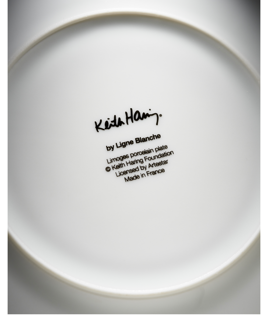 Ligne Blanche Paris Keith HARING Assiette En Porcelaine ”Black Pattern”