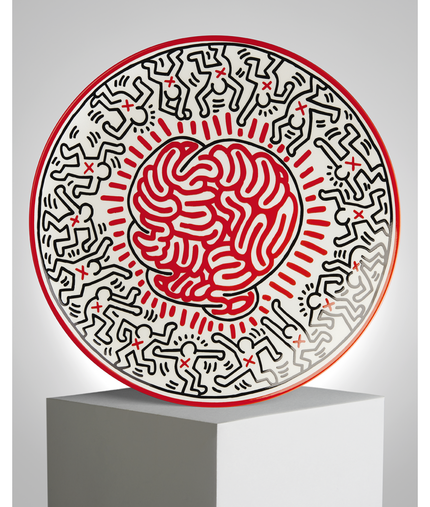 ligne blanche paris Keith HARING assiette en porcelaine ”Brain” ligne blanche paris Keith HARING assiette en porcelaine ”Brain”