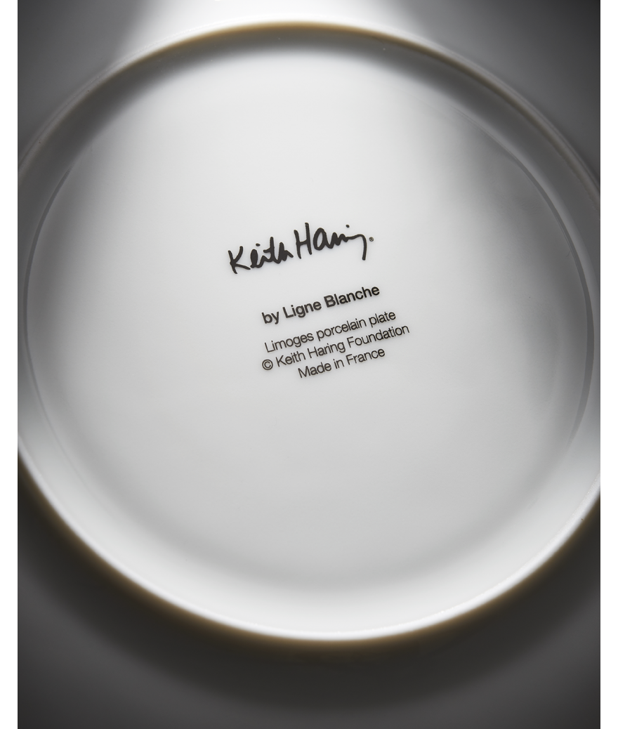 Ligne Blanche Paris Keith HARING Assiette En Porcelaine ”Man/Dog”