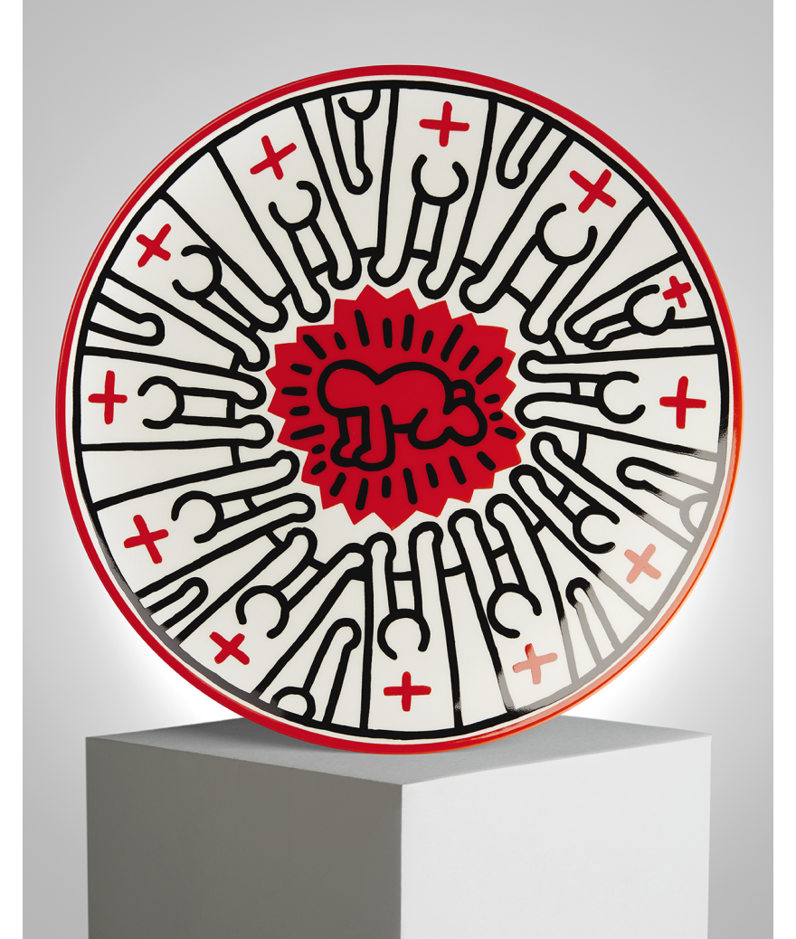 ligne blanche paris Keith HARING assiette en porcelaine ”Radiant Baby”