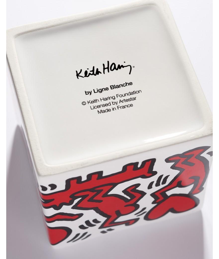 Ligne Blanche Paris Keith HARING Bougie Parfumée Carrée ”Red On White”