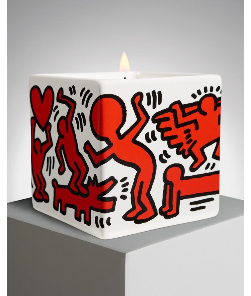 Ligne Blanche Paris Keith HARING Bougie Parfumée Carrée ”Red On White”