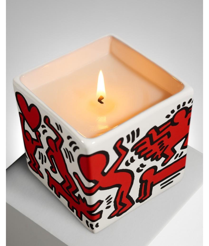 Ligne Blanche Paris Keith HARING Bougie Parfumée Carrée ”Red On White”
