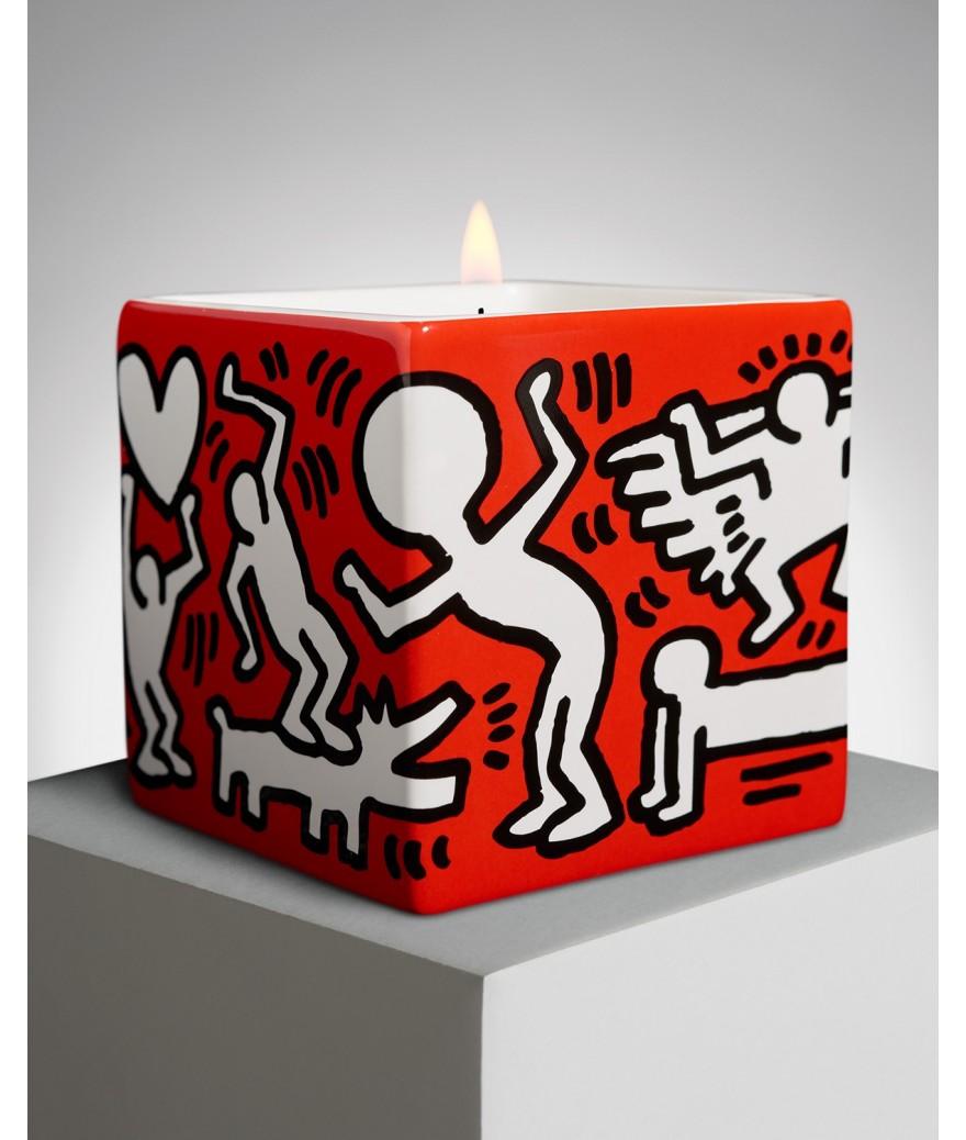 Ligne Blanche Paris Keith HARING Bougie Parfumée Carrée ”White On Red”