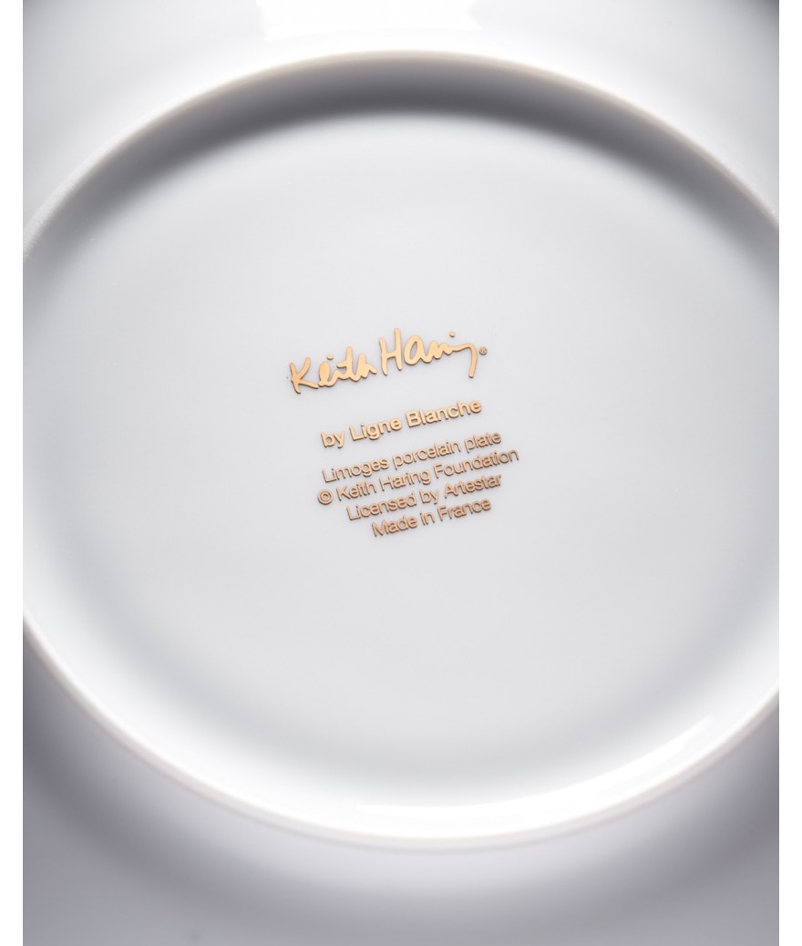 Ligne Blanche Paris Keith HARING Grande Assiette En Porcelaine ”Gold Pattern”