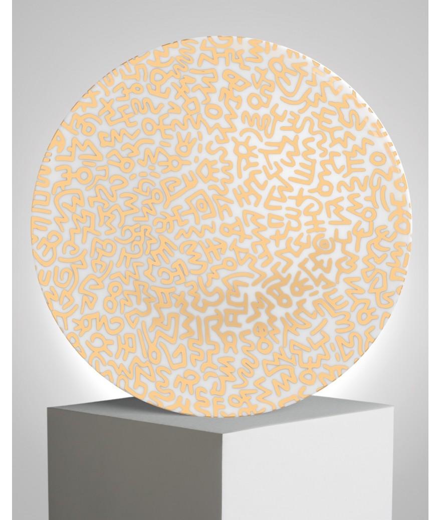 ligne blanche paris Keith HARING grande assiette en porcelaine ”Gold Pattern”