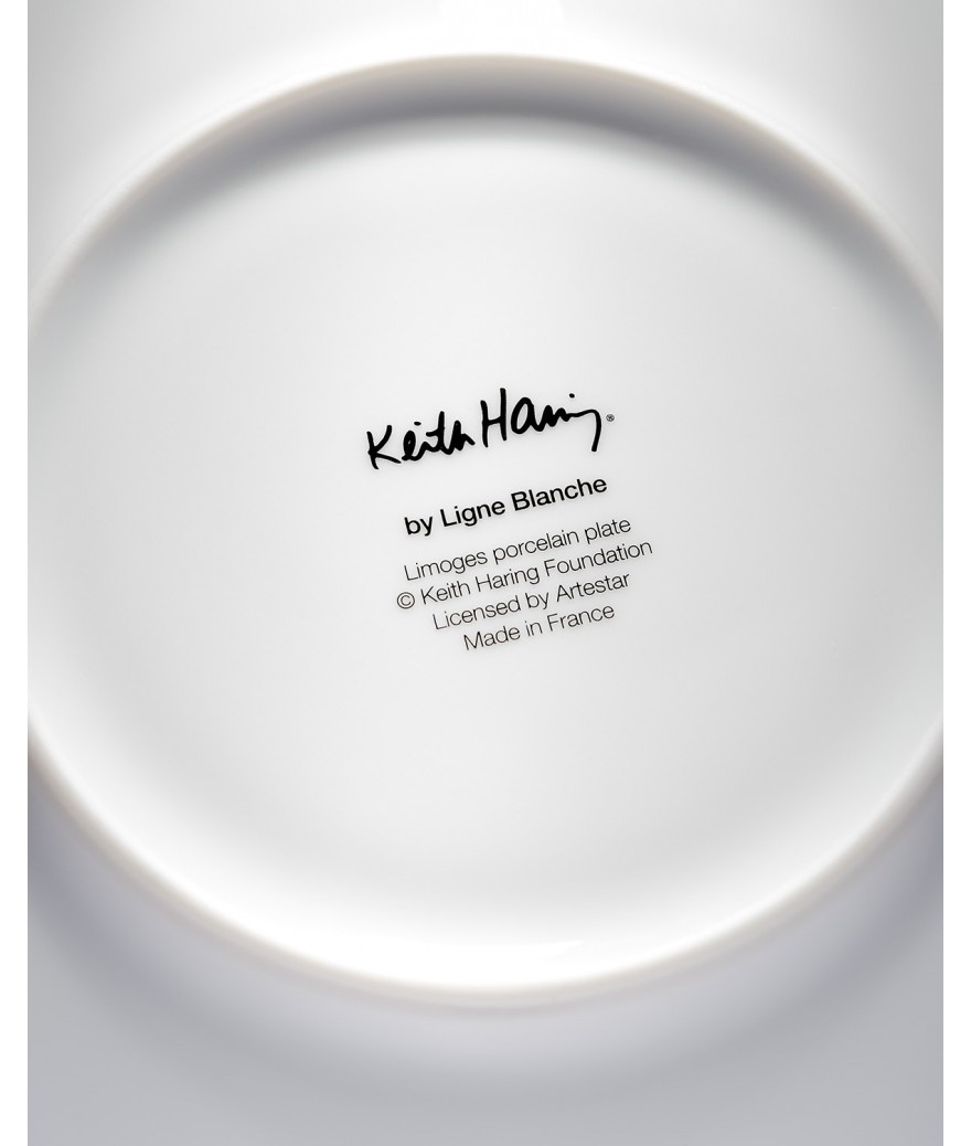 Ligne Blanche Paris Keith HARING Grande Assiette En Porcelaine ”White On Red”