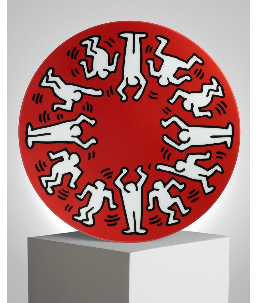 ligne blanche paris Keith HARING grande assiette en porcelaine ”White on Red”