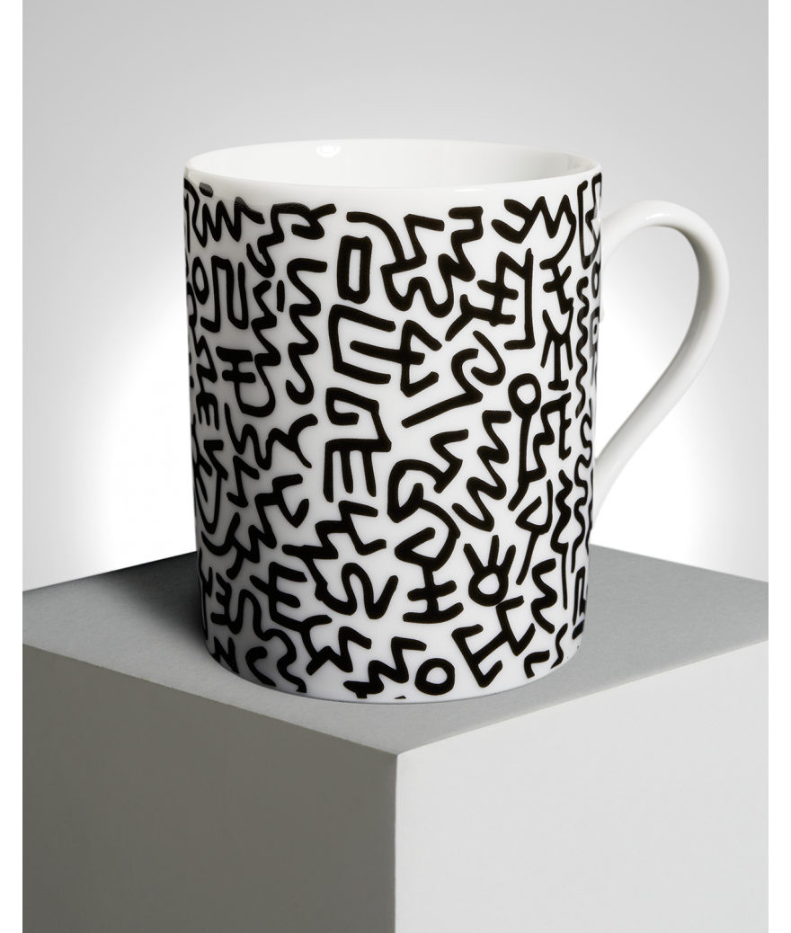 ligne blanche paris Keith HARING mug en porcelaine ”Black Pattern”