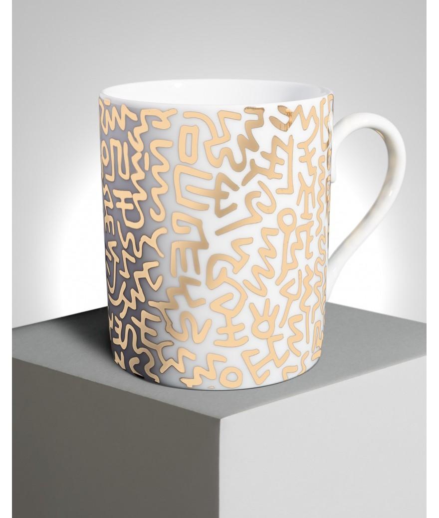 ligne blanche paris Keith HARING mug en porcelaine ”Gold Pattern”