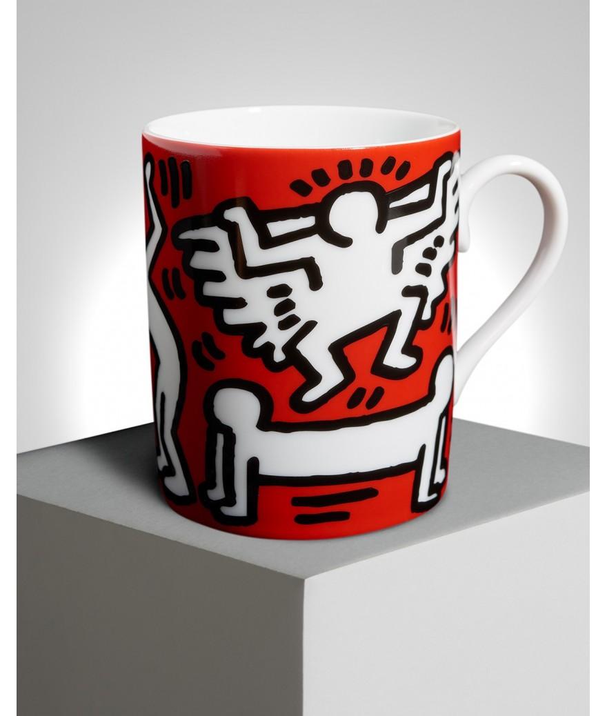 Ligne Blanche Paris Keith HARING Mug En Porcelaine ”White On Red”