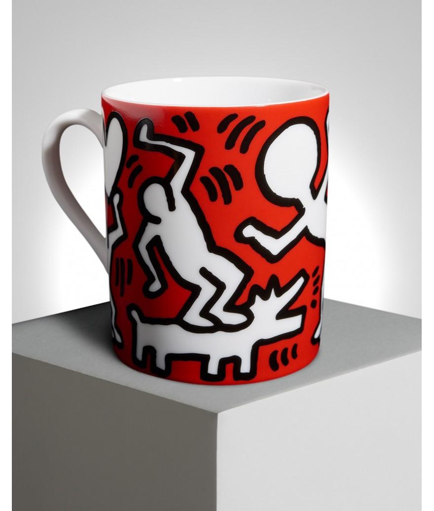 Ligne Blanche Paris Keith HARING Mug En Porcelaine ”White On Red”