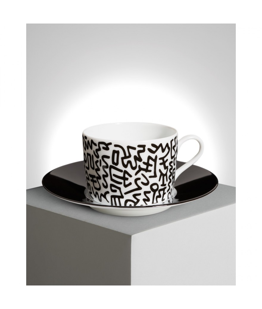 Ligne Blanche Paris Keith HARING Tasse à Thé En Porcelaine ”Black Pattern”
