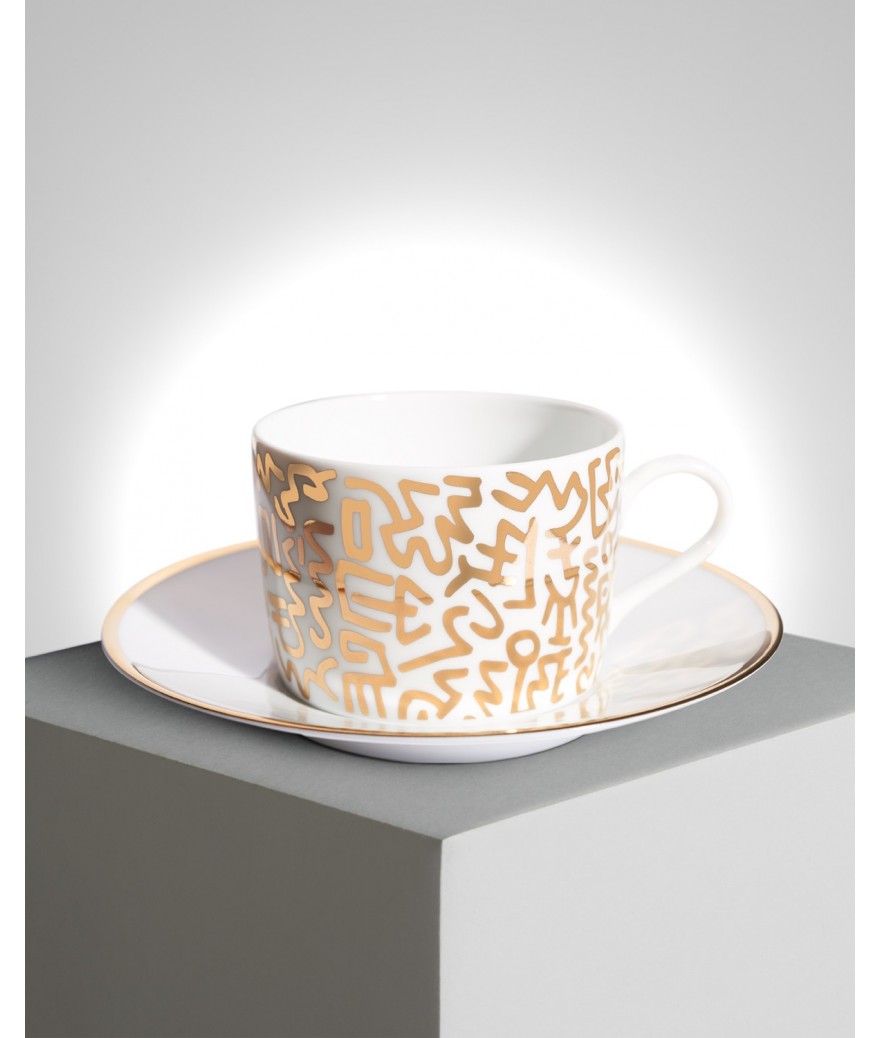 ligne blanche paris Keith HARING tasse à thé en porcelaine ”Gold Pattern”