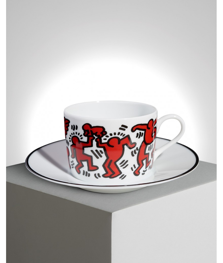 Ligne Blanche Paris Keith HARING Tasse à Thé En Porcelaine ”Red On White”