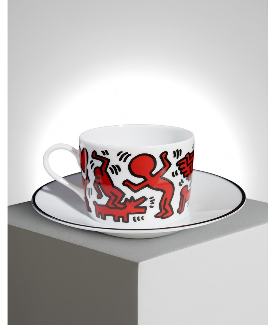 ligne blanche paris Keith HARING tasse à thé en porcelaine ”Red on White”