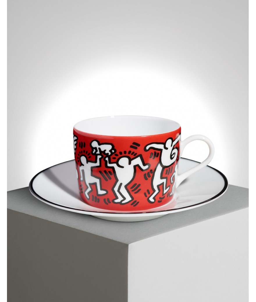 Ligne Blanche Paris Keith HARING Tasse à Thé En Porcelaine ”White On Red”