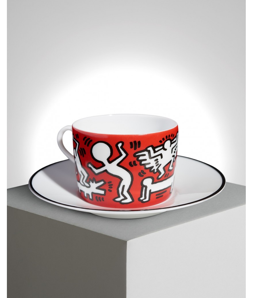 ligne blanche paris Keith HARING tasse à thé en porcelaine ”White on Red”