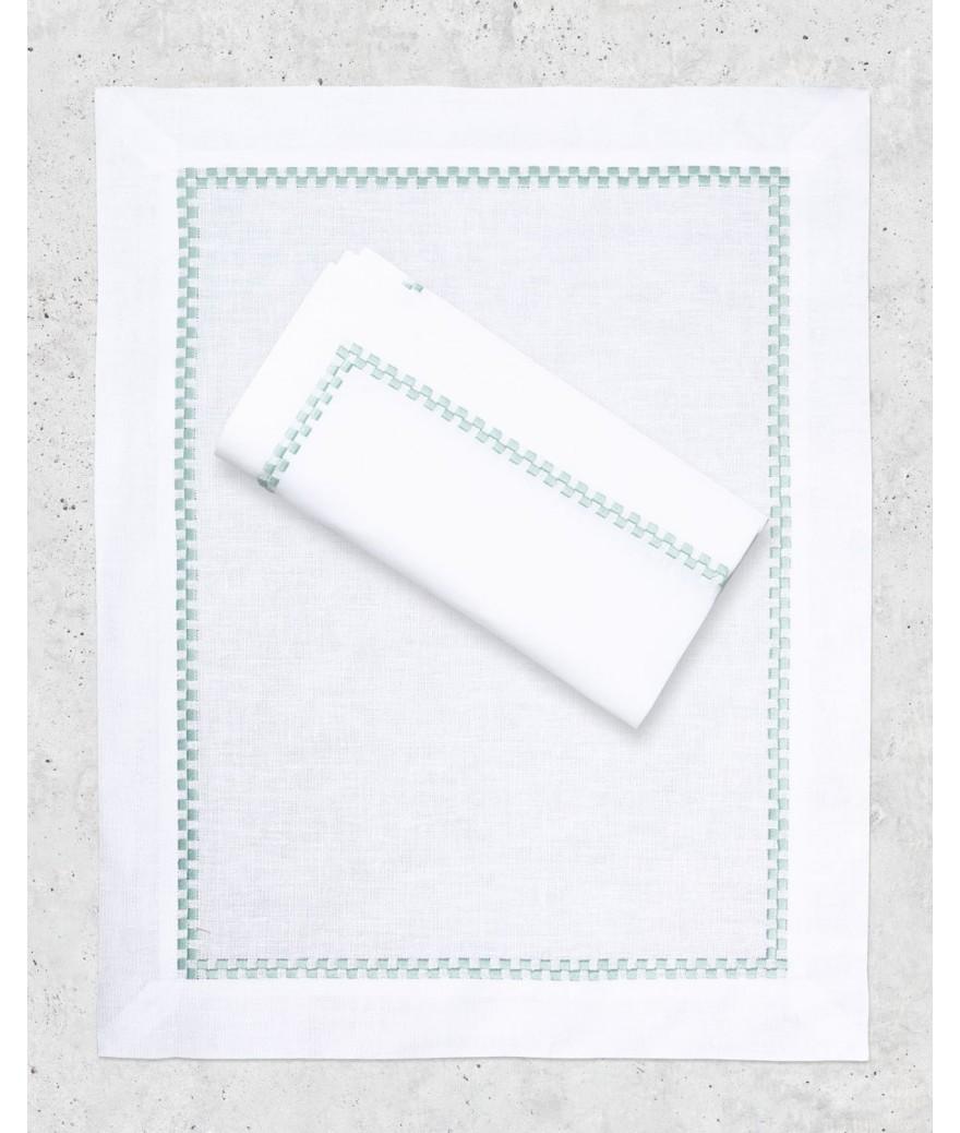Ligne Blanche Paris Set & Serviette Ricamo Celadon