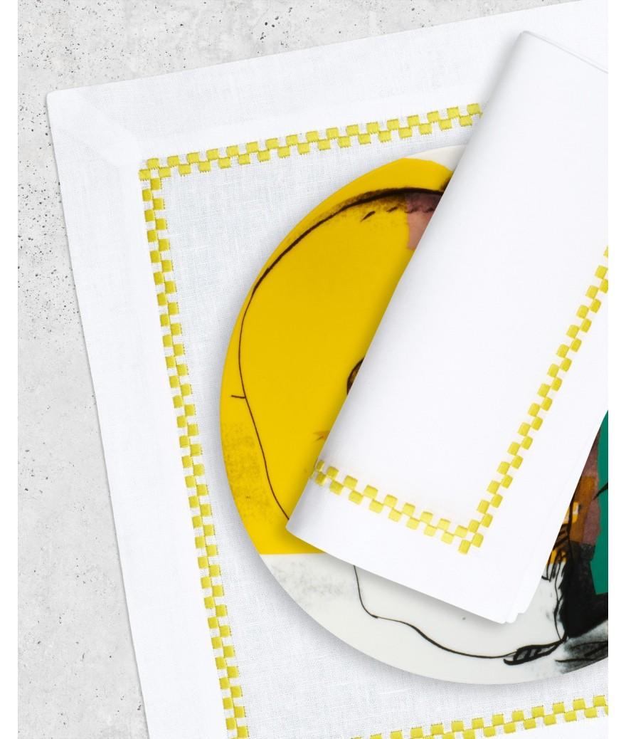 Ligne Blanche Paris Set & Serviette Ricamo Jaune