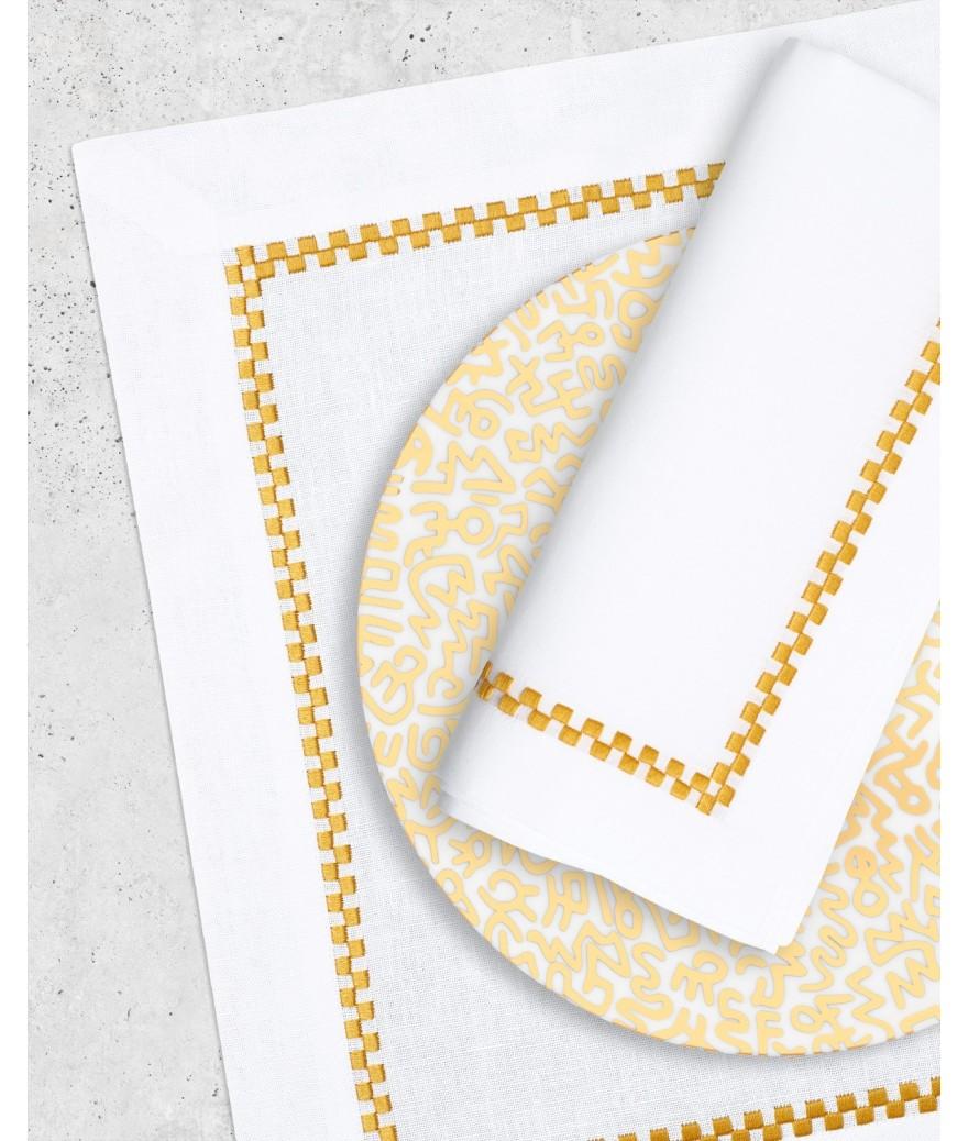 Ligne Blanche Paris Set & Serviette Ricamo Orange