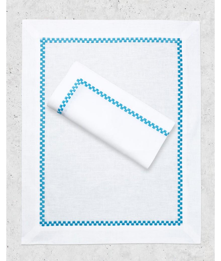 ligne blanche paris Set & serviette Ricamo Turquoise ligne blanche paris Set & serviette Ricamo Turquoise