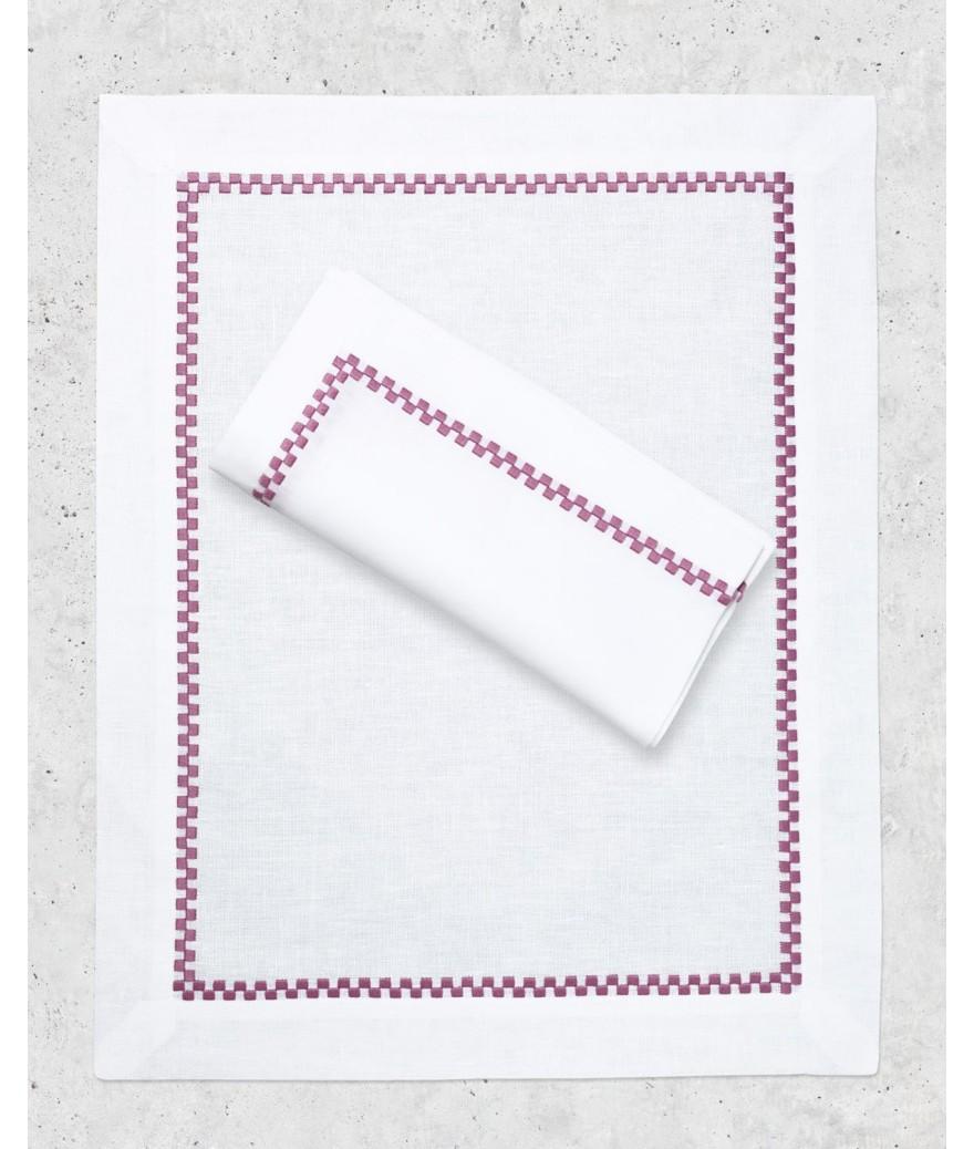 Ligne Blanche Paris Set & Serviette Ricamo Violet