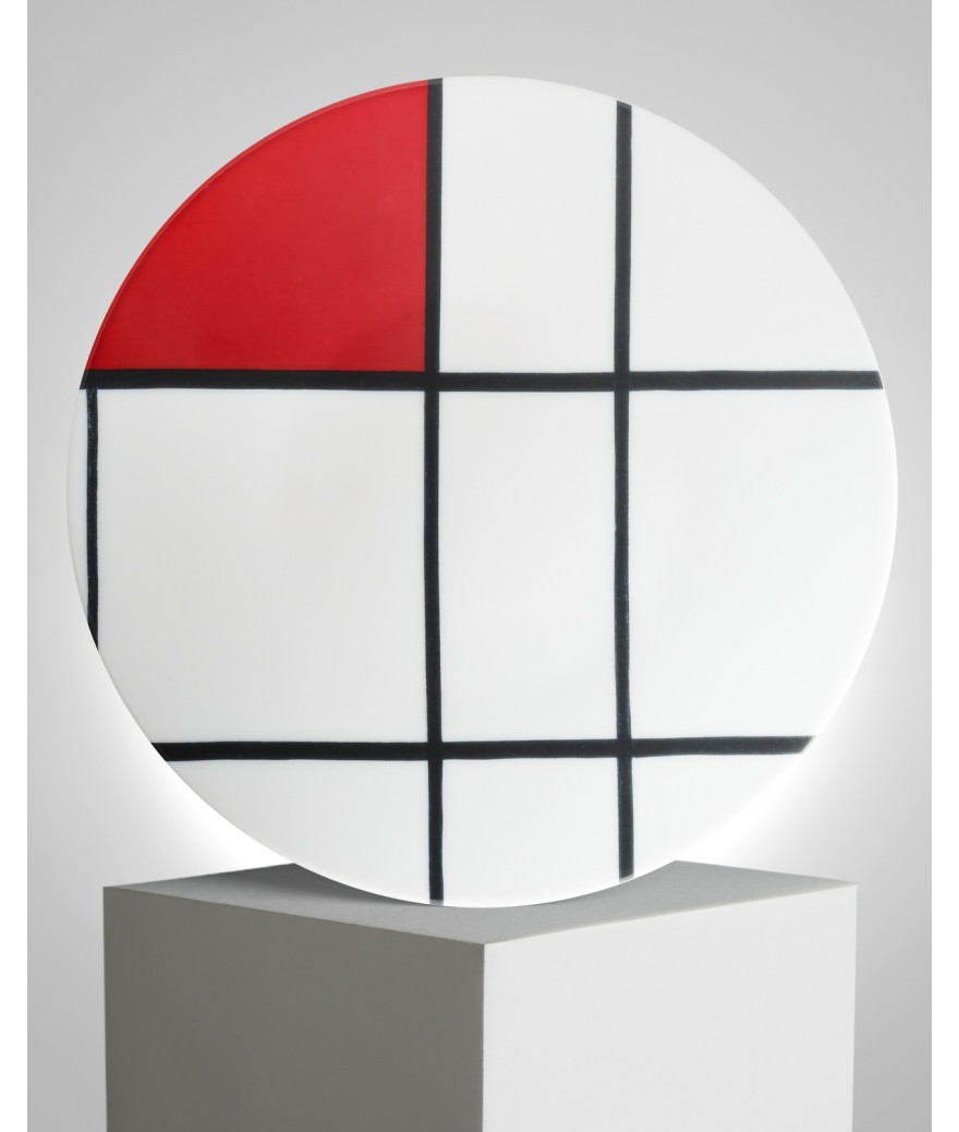 ligne blanche paris MONDRIAN Assiette en porcelaine "Composition B avec du Rouge"