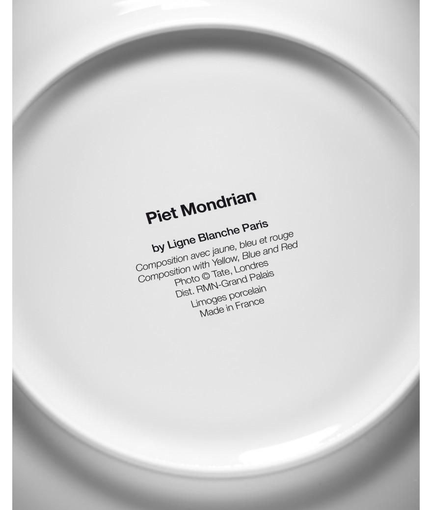 Ligne Blanche Paris MONDRIAN Assiette En Porcelaine "Composition En Jaune Bleu Et Rouge"