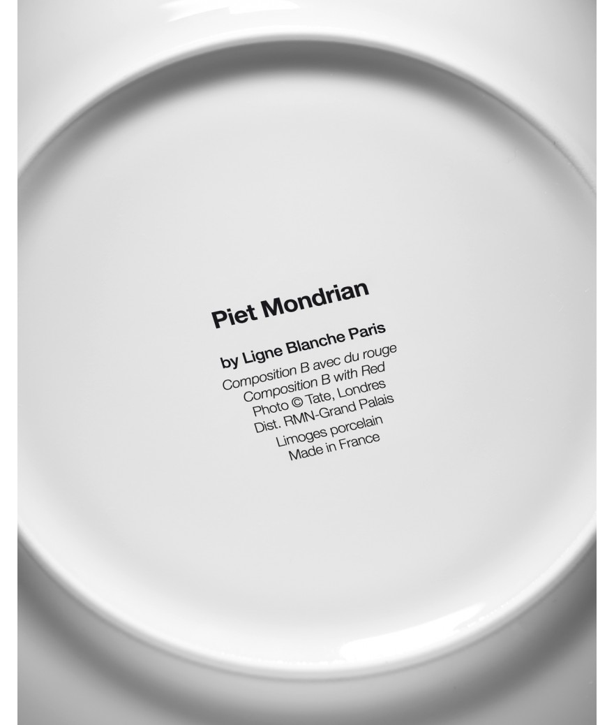 Ligne Blanche Paris MONDRIAN Grande Assiette En Porcelaine "Composition B Avec Du Rouge"