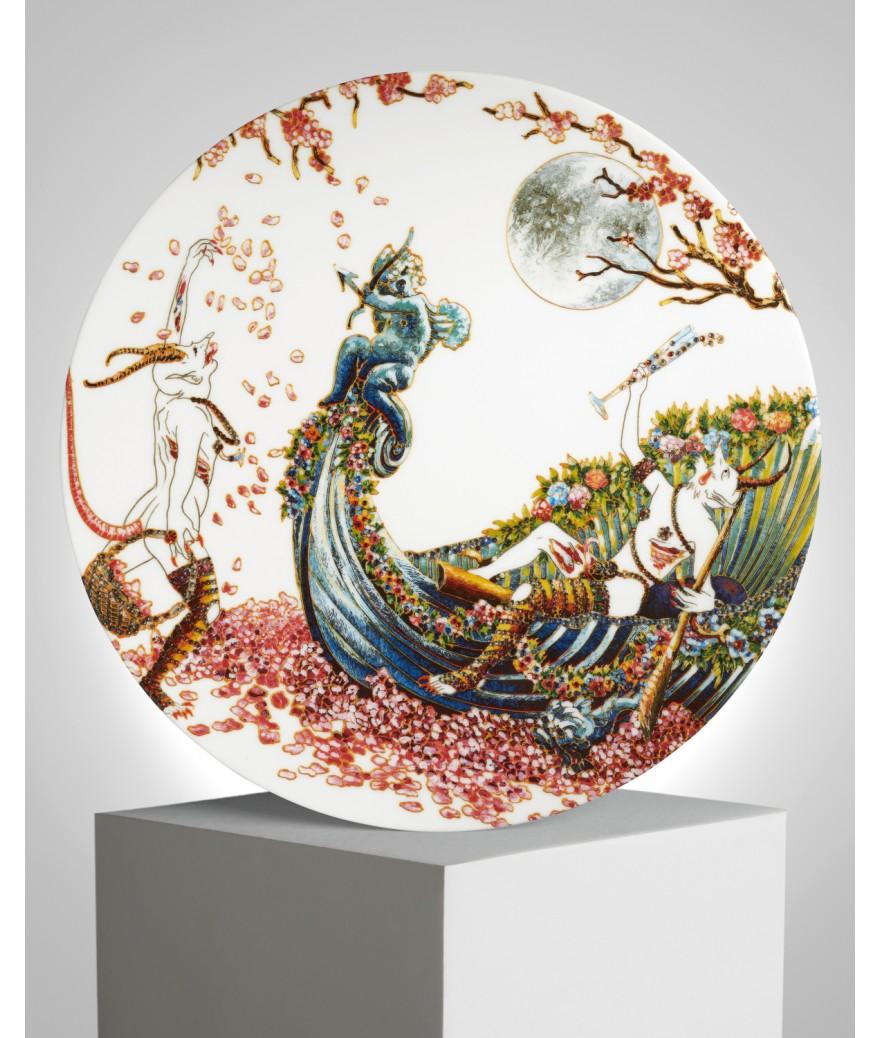 ligne blanche paris Raqib SHAW Grande assiette en porcelaine "To the Moon"