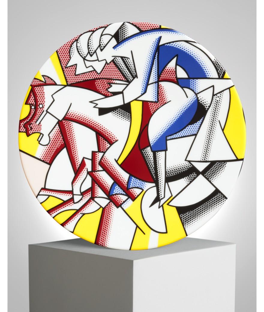 ligne blanche paris Roy LICHTENSTEIN Assiette en porcelaine "The Red Horseman"