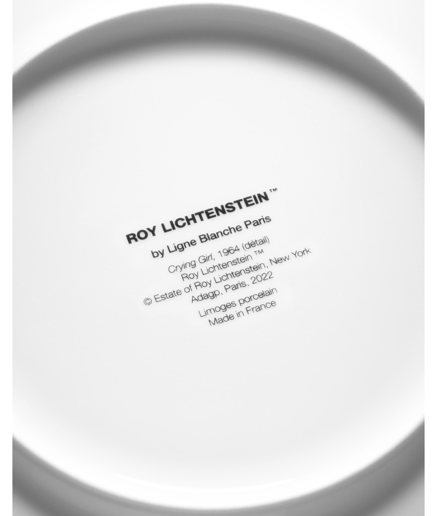 Ligne Blanche Paris Roy LICHTENSTEIN Grande Assiette En Porcelaine "Crying Girl"