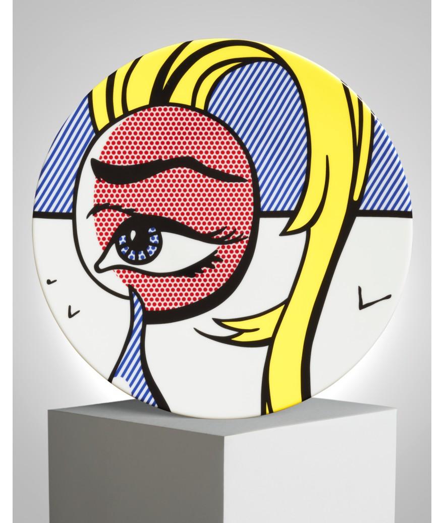ligne blanche paris Roy LICHTENSTEIN Grande assiette en porcelaine "Girl with Tear"