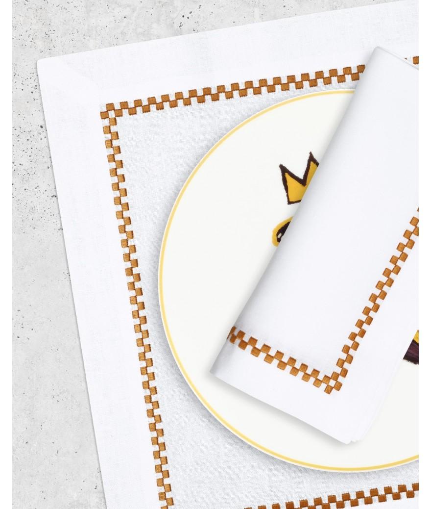 Ligne Blanche Paris Set & Serviette Ricamo Doré Foncé