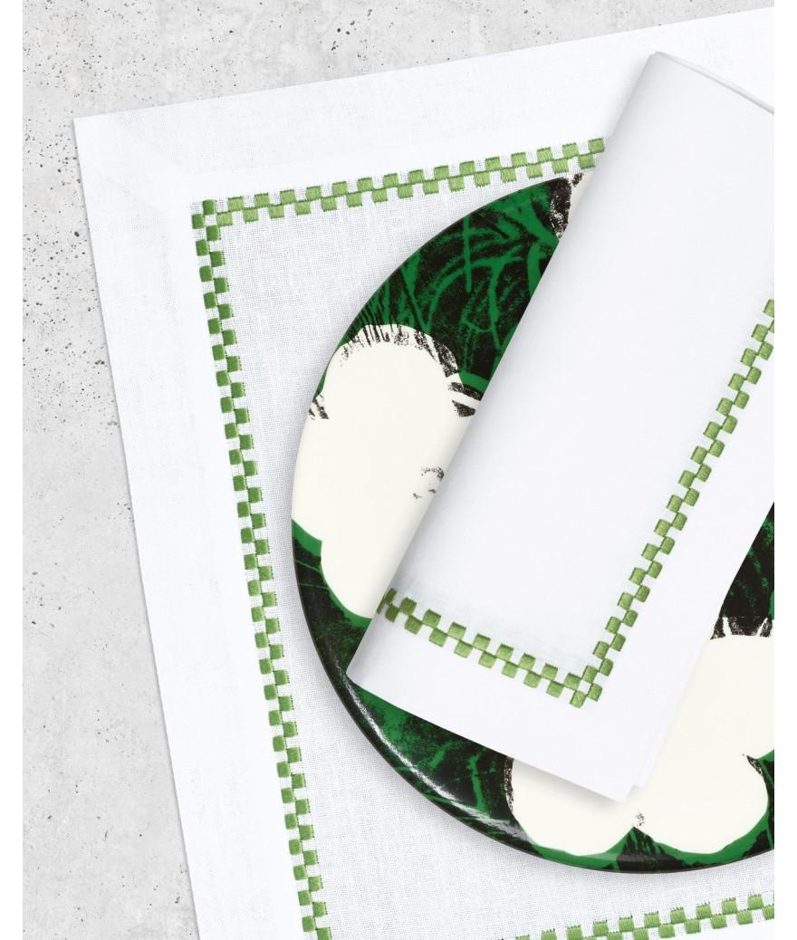 Ligne Blanche Paris Set & Serviette Ricamo Vert Clair