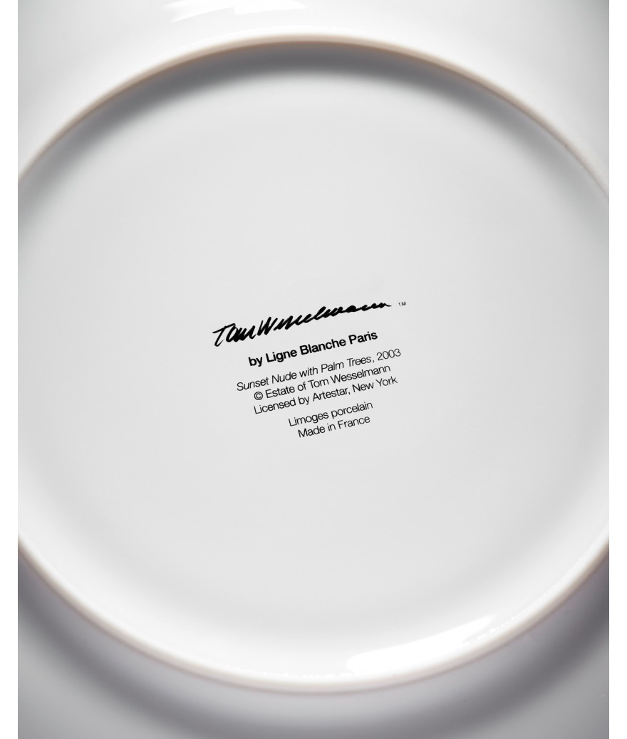 Ligne Blanche Paris Tom WESSELMANN Grande Assiette En Porcelaine "Sunset Nude With Palm Trees"