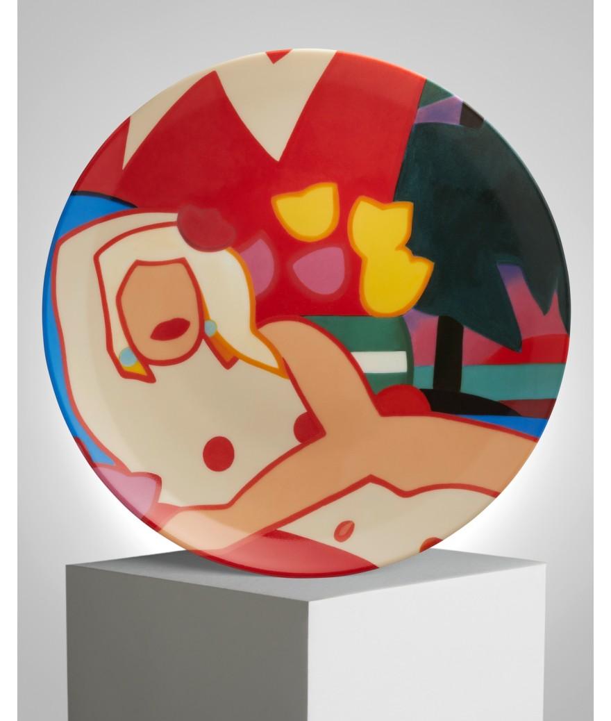 ligne blanche paris Tom WESSELMANN Grande assiette en porcelaine "Sunset Nude with Palm Trees"
