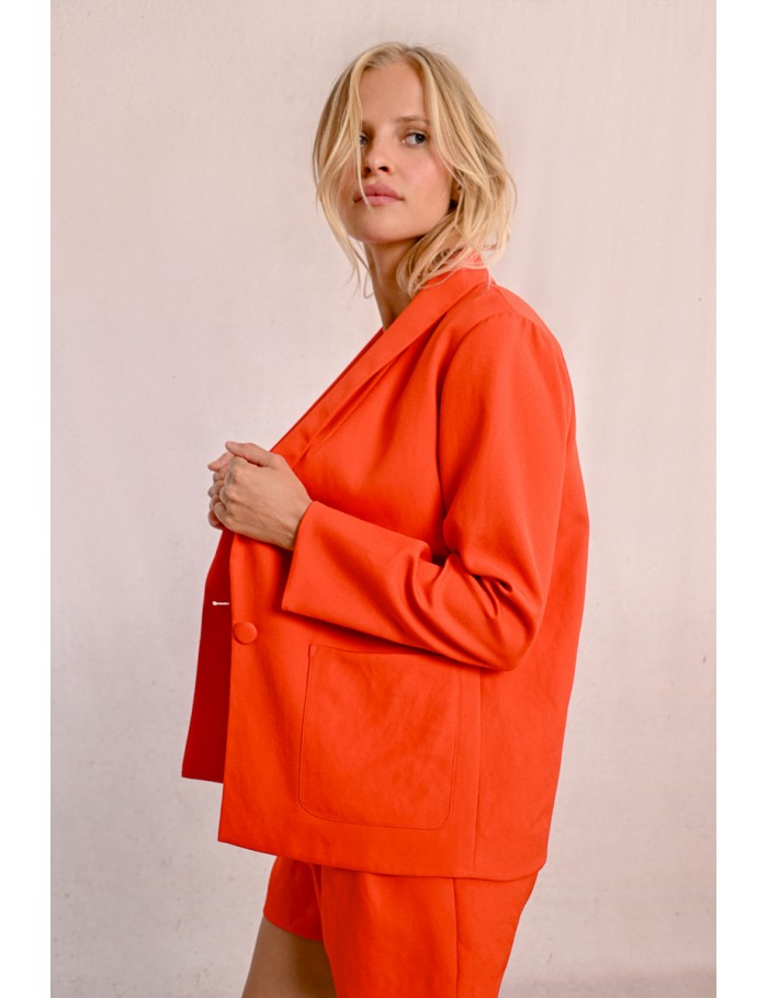 Lili Sidonio X Molly Bracken Blazer Droit à Poches Plaquées CORAL