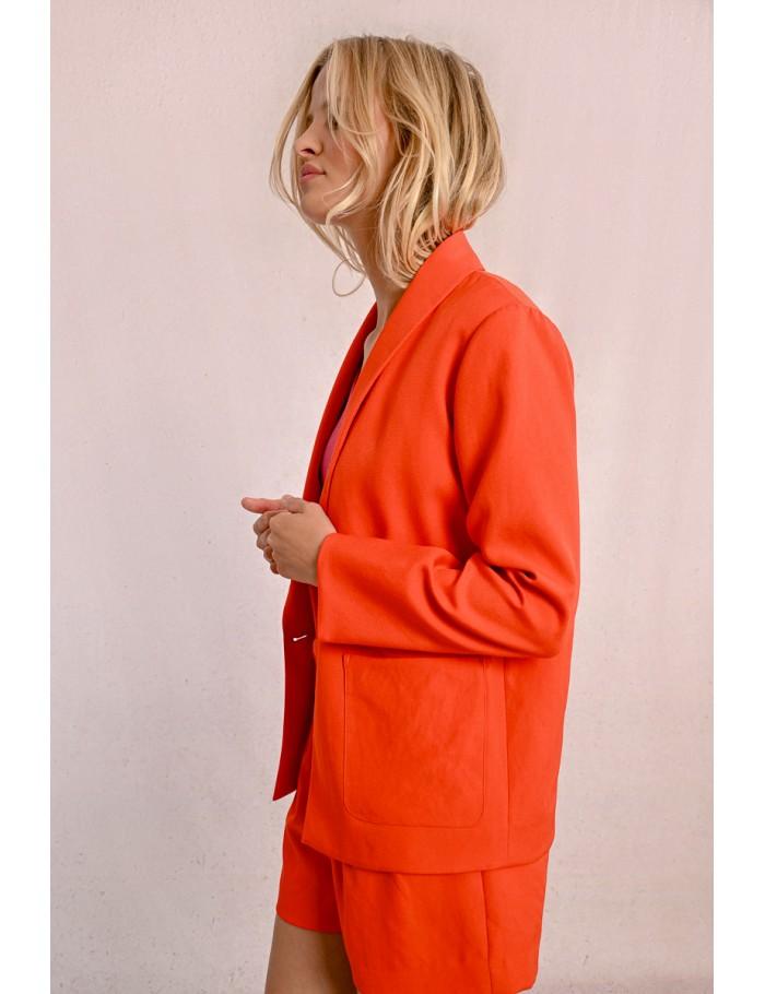 Lili Sidonio X Molly Bracken Blazer Droit à Poches Plaquées CORAL