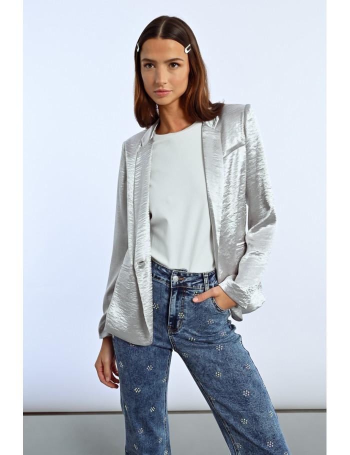 lili sidonio x molly bracken Blazer droit satiné OR