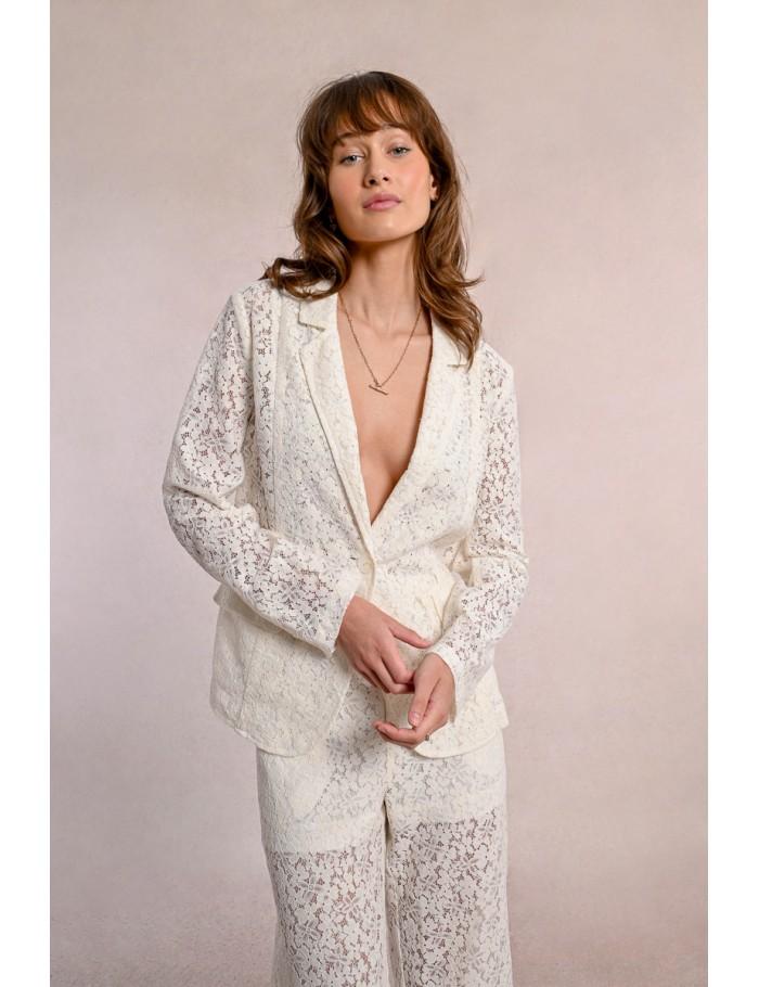 lili sidonio x molly bracken Blazer en dentelle WHITE