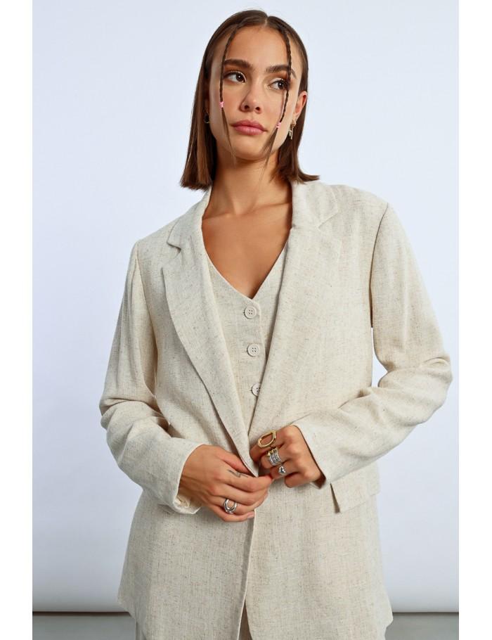 Lili Sidonio X Molly Bracken Blazer En Lin LIGHT BEIGE