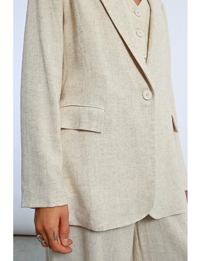 Lili Sidonio X Molly Bracken Blazer En Lin LIGHT BEIGE