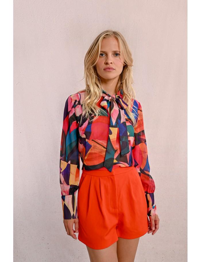 Lili Sidonio X Molly Bracken Blouse à Col Lavalière à Imprimé Et En Semi Transparence MULTICO DONNA