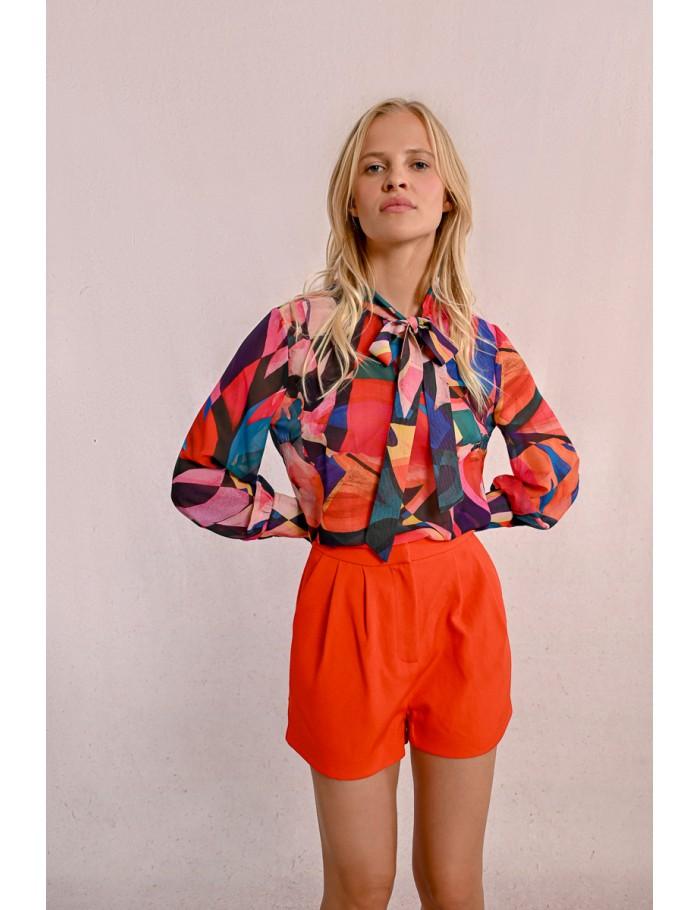 lili sidonio x molly bracken Blouse à col lavalière à imprimé et en semi transparence MULTICO DONNA