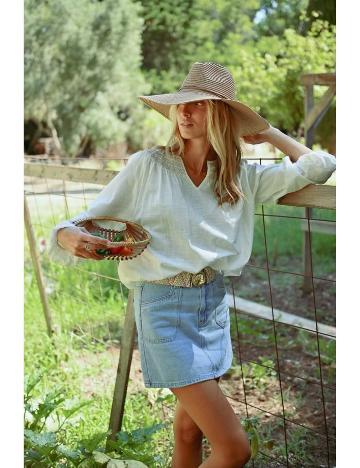 Lili Sidonio X Molly Bracken Blouse Bohème Brodée WHITE